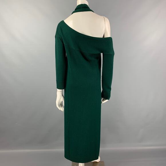 MONSE Size XS Green Knitted Merino Wool Open- Back Halterneck Long Cardigan - Picture 5 of 7